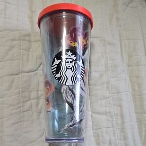 Starbucks Floral Tumbler with Red Lid